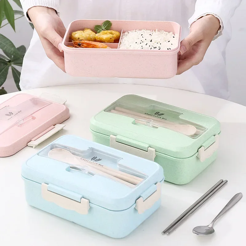 Microwave Lunch Box Wheat Stra - Food Storage With Scoop ulasan dan harga