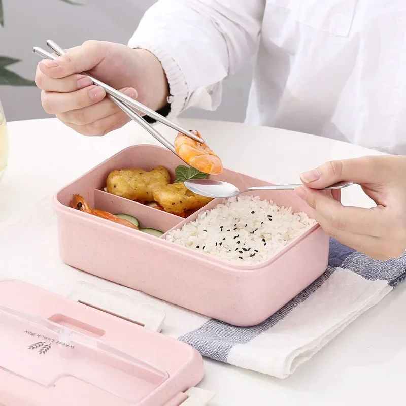 Microwave Lunch Box Wheat Stra - Food Storage With Scoop ulasan dan harga