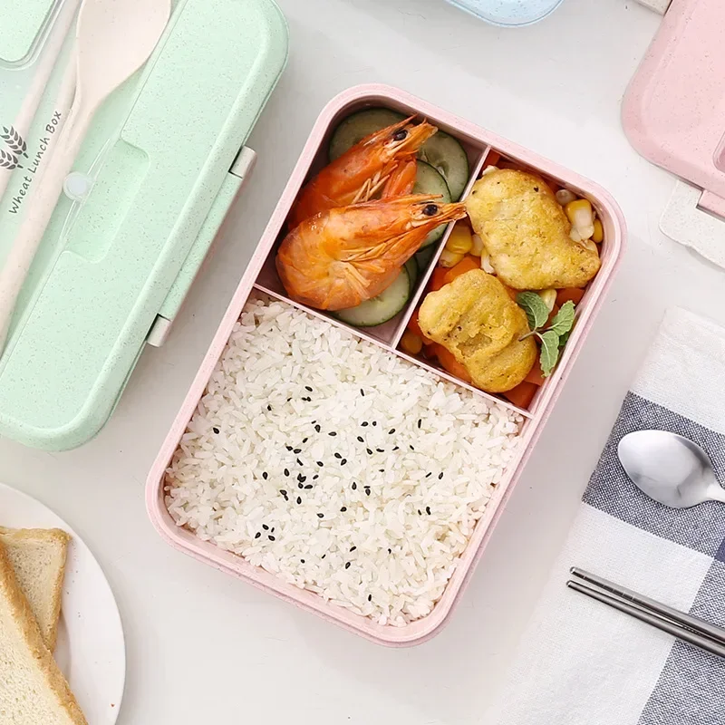 Microwave Lunch Box Wheat Stra - Food Storage With Scoop ulasan dan harga