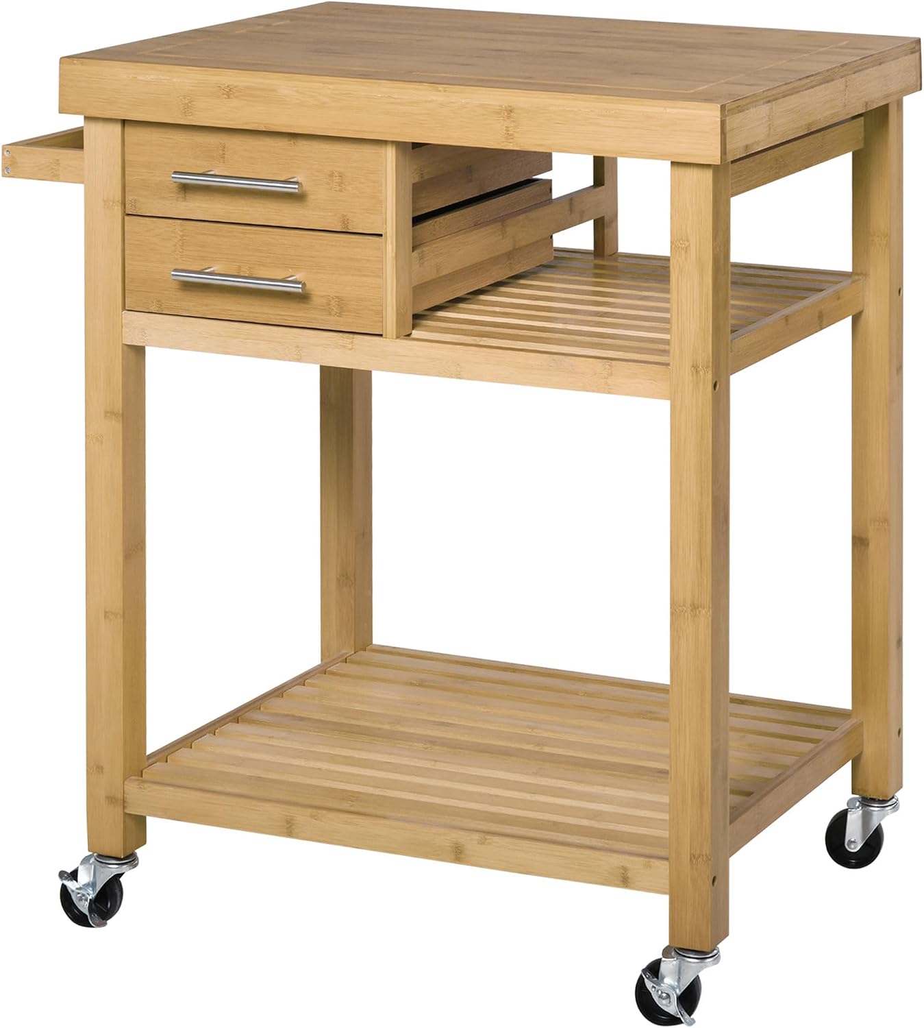 Bamboo Kitchen Island Cart On  - Food Storage On Wheels ulasan dan harga