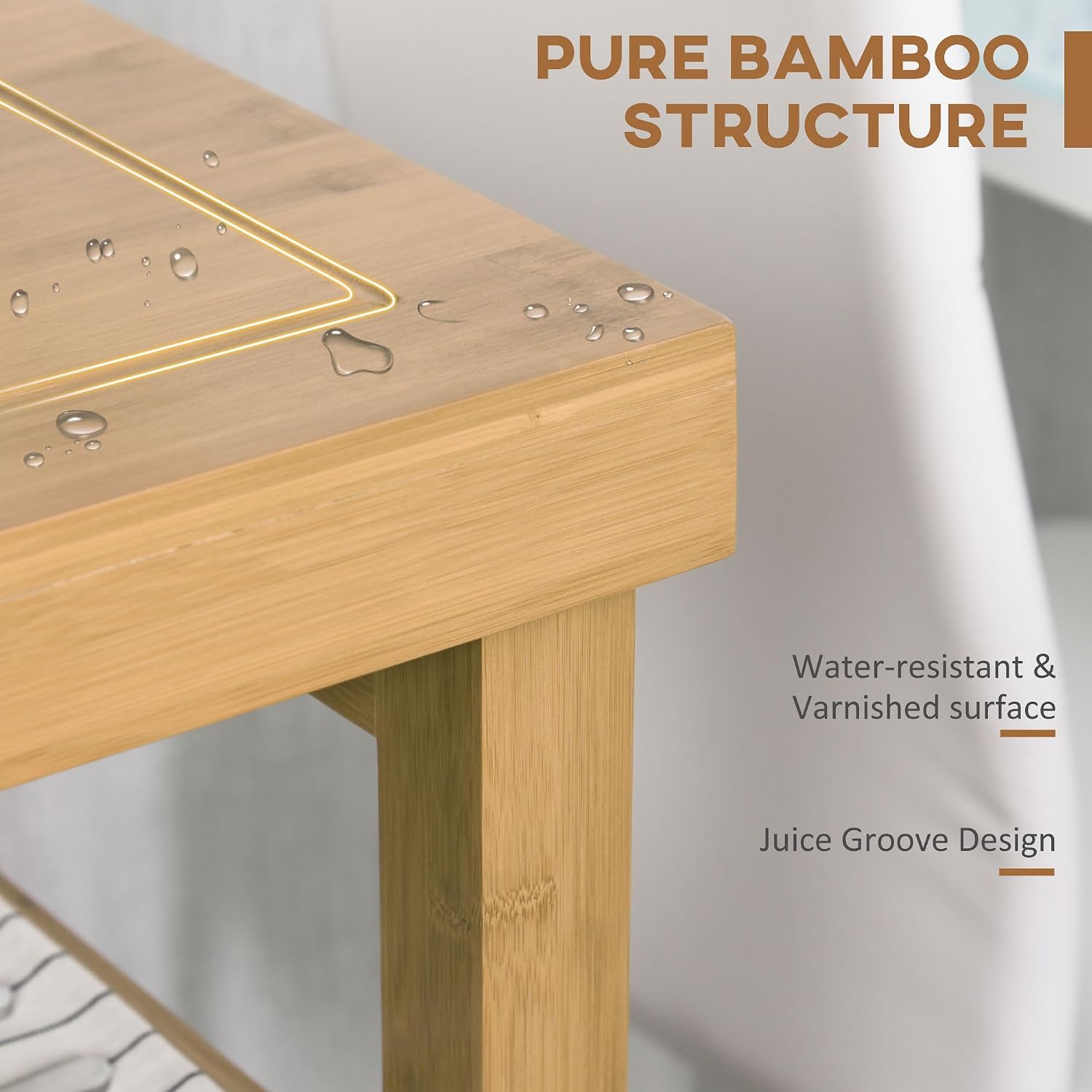 Bamboo Kitchen Island Cart On  - Food Storage On Wheels ulasan dan harga