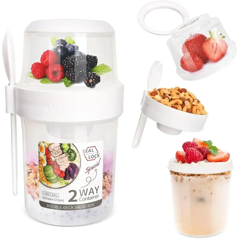 Salad Cup Breakfast Cups Porta - Food Storage With Scoop ulasan dan harga