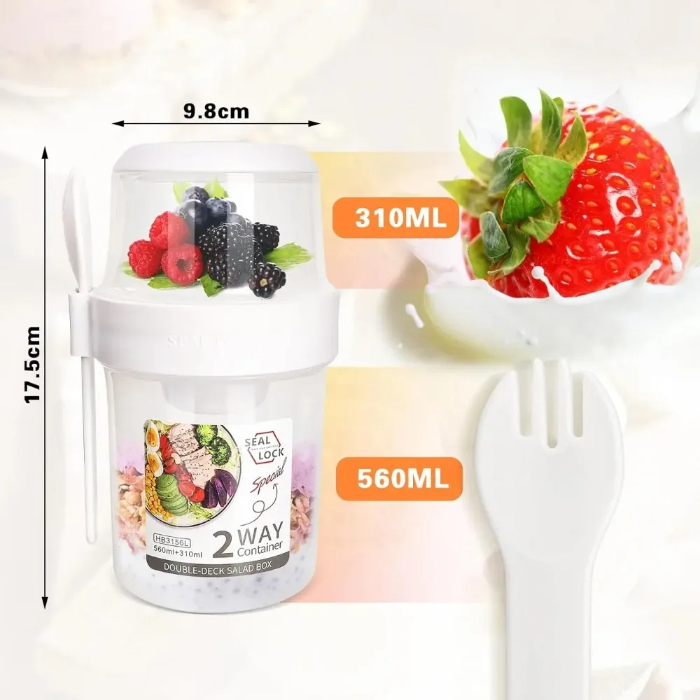 Salad Cup Breakfast Cups Porta - Food Storage With Scoop ulasan dan harga