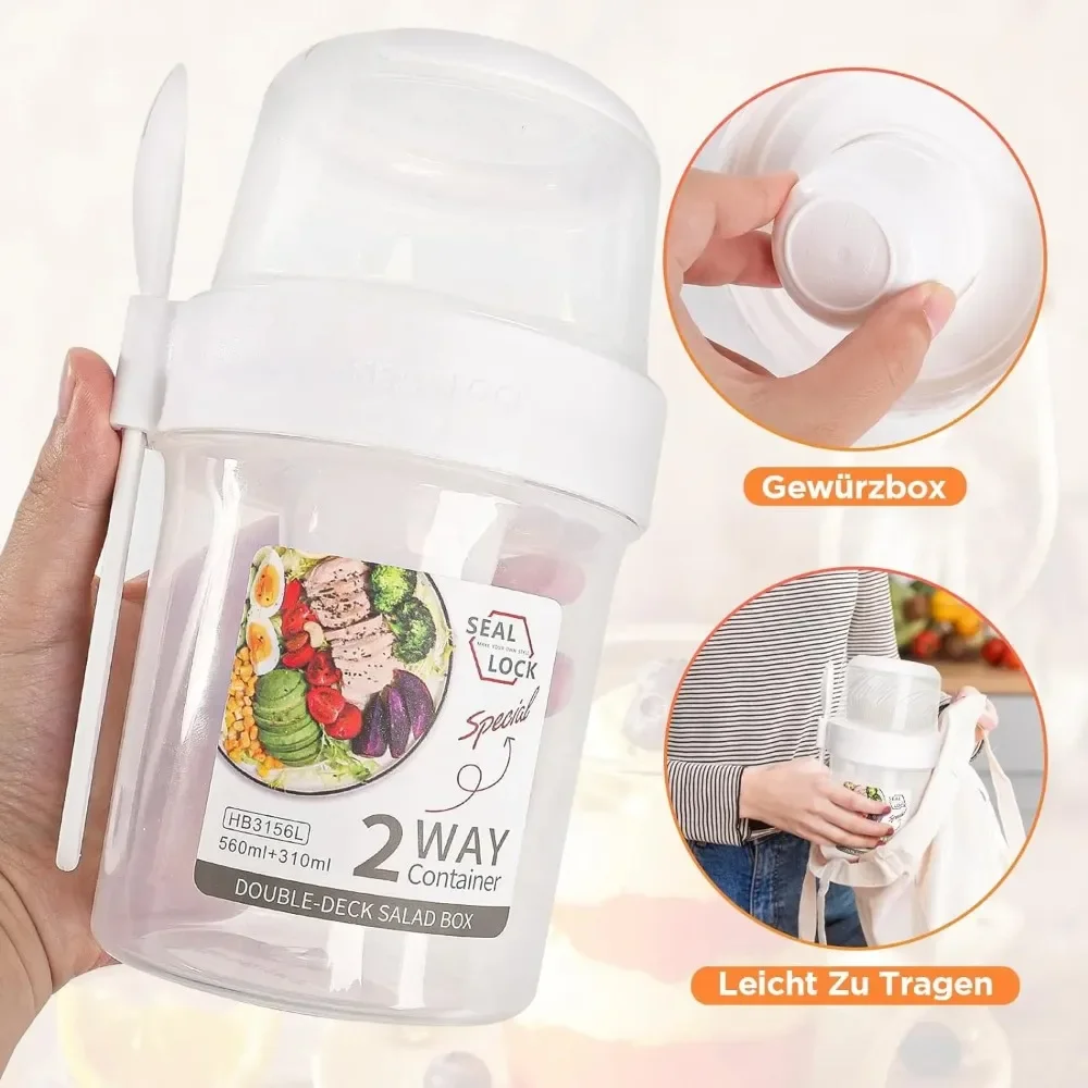 Salad Cup Breakfast Cups Porta - Food Storage With Scoop ulasan dan harga