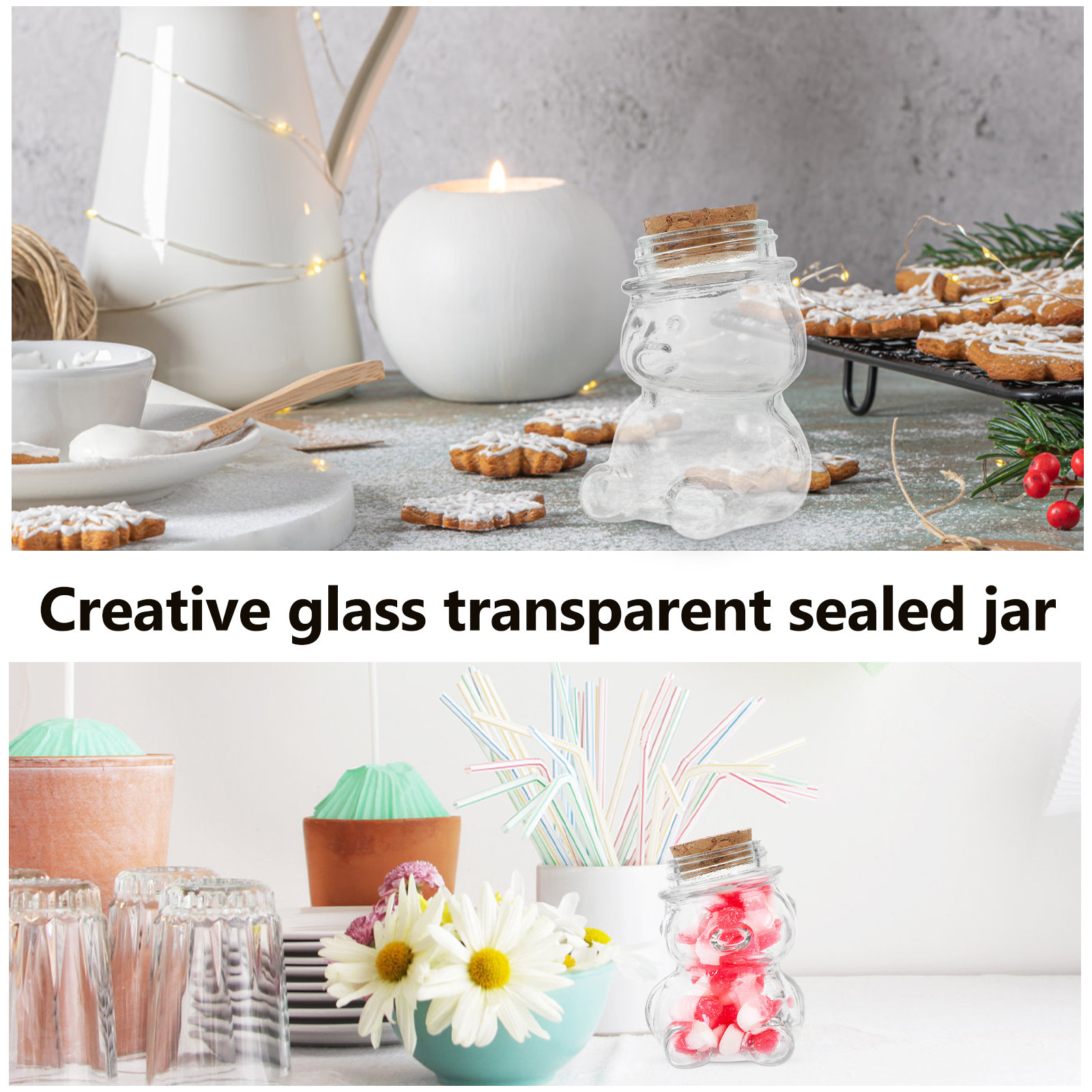 4Pcs Glass Candy Jar Set Trans - Food Storage Containers Glass ulasan dan harga
