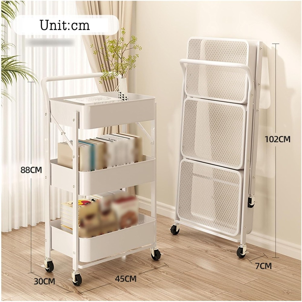 3-Tier Rolling Cart Metal Util - Food Storage On Wheels ulasan dan harga