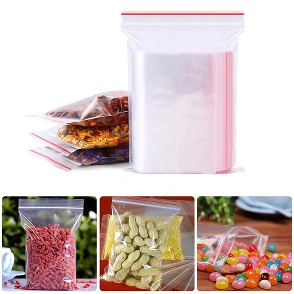 100-1000Pcs Reclosable Transpa - Food Storage Ziploc Bags ulasan dan harga