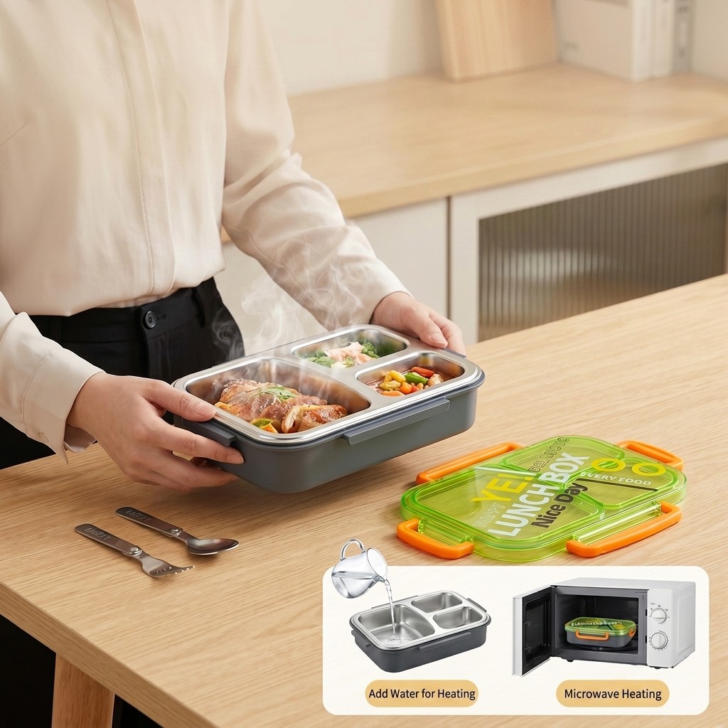 Microwavable 304 Stainless Ste - Food Storage With Scoop ulasan dan harga