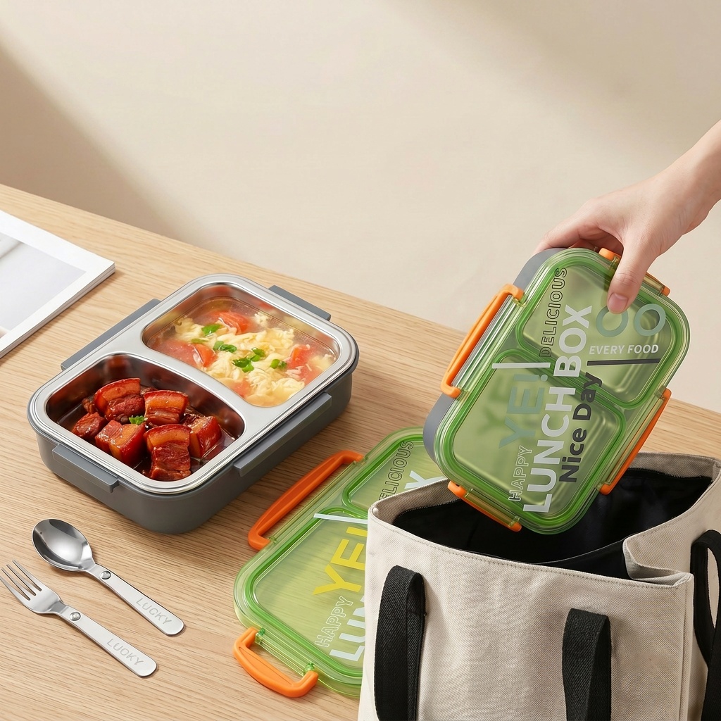 Microwavable 304 Stainless Ste - Food Storage With Scoop ulasan dan harga