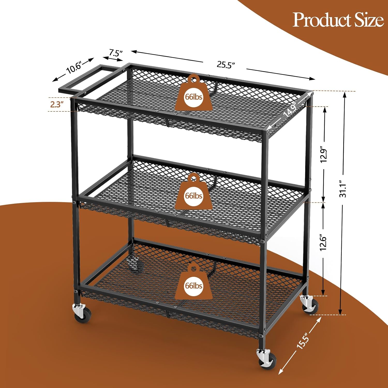 3-Tier Heavy Duty Rolling Util - Food Storage On Wheels ulasan dan harga